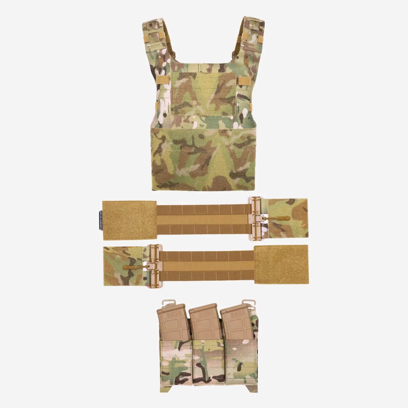 Plate Bags, a cummerbund, and a placard next to each other