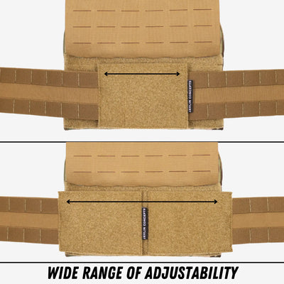 highly adjustable cummerbunds that attaches via Velcro 